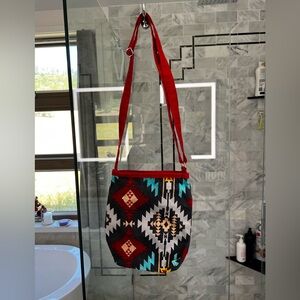 Red and Multicolor Aztec Women's Bag